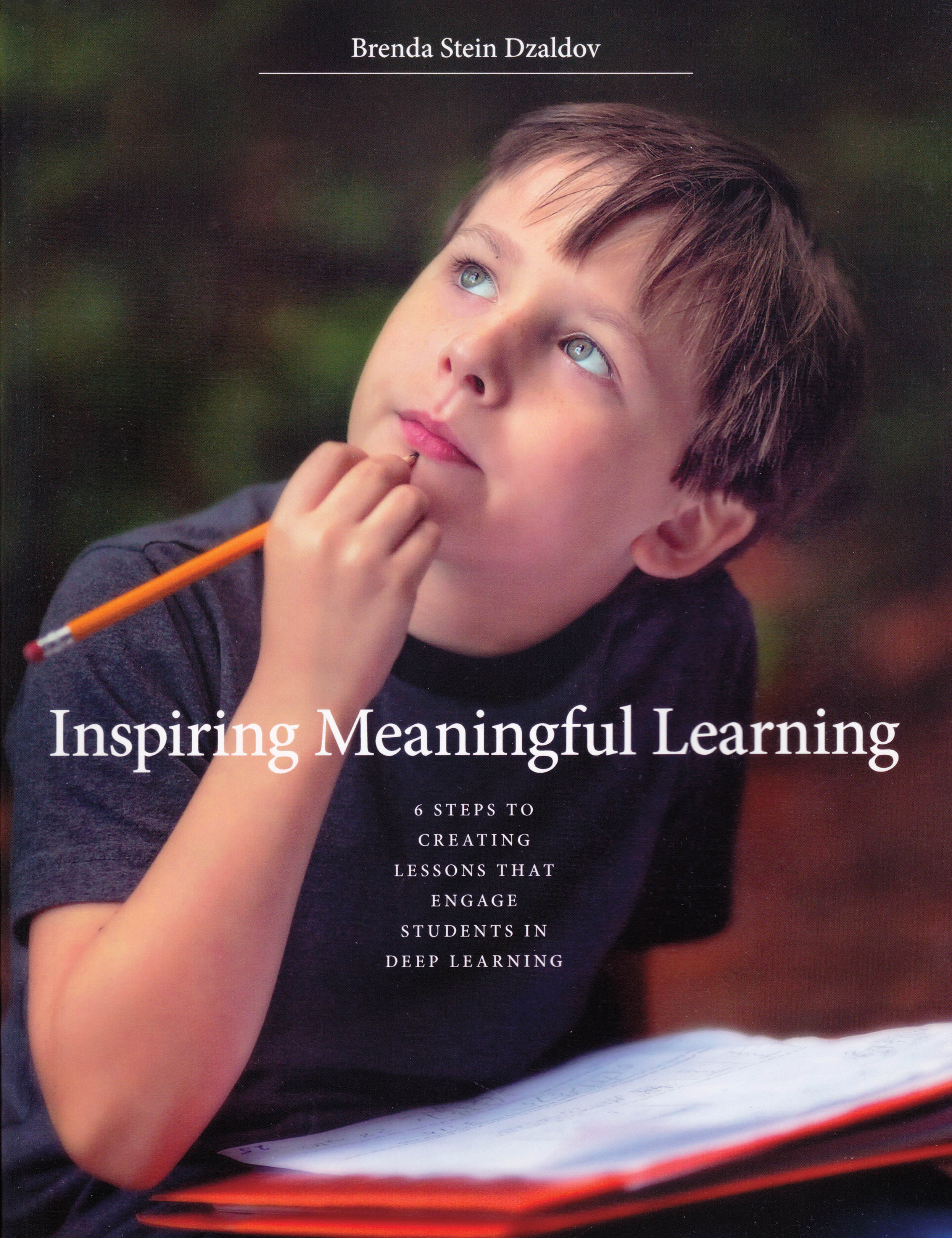 Photo of the cover of 'Inspiring Meaningful Learning.' The cover is a student pondering.